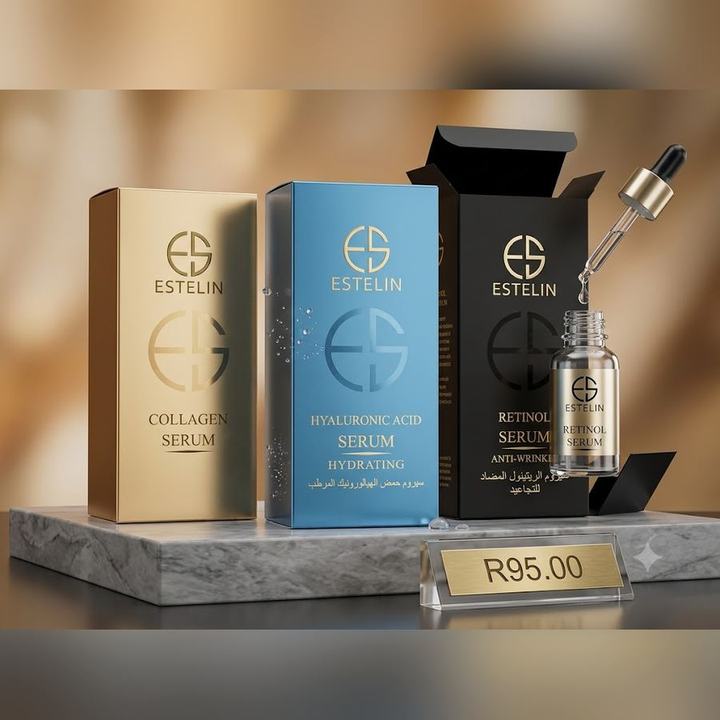 Estelin collagen, hyaluronic acid and retinol face serums