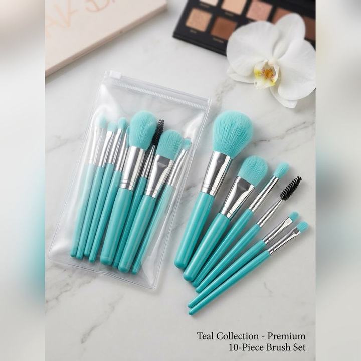Makeup Brushes Teal 10-Piece Brush Set